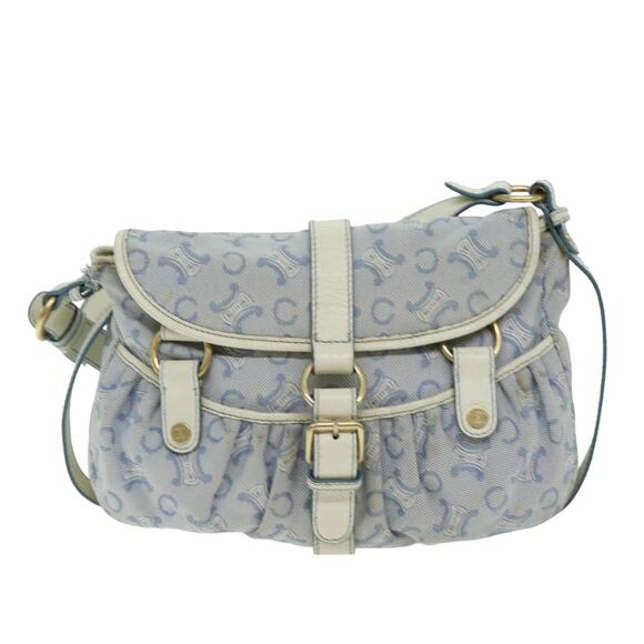 CELINE C Macadam Canvas Shoulder Bag Light Blue - Picture 13 of 16